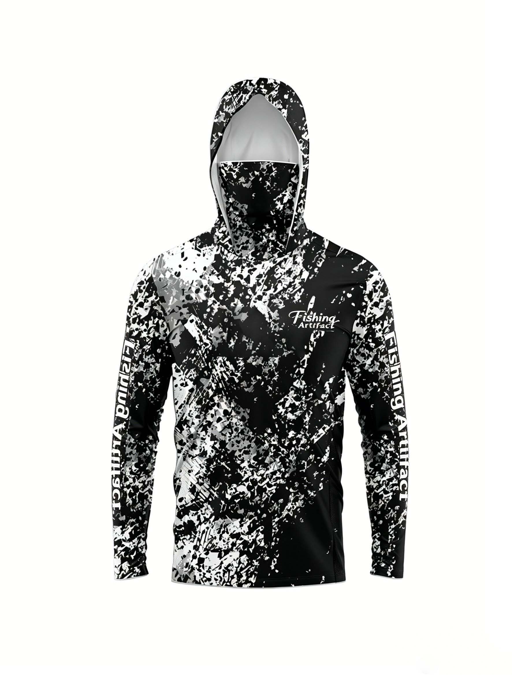 3D Printing Mask - 남성용 여름 3D 프린트 낚시 후드티(페이스