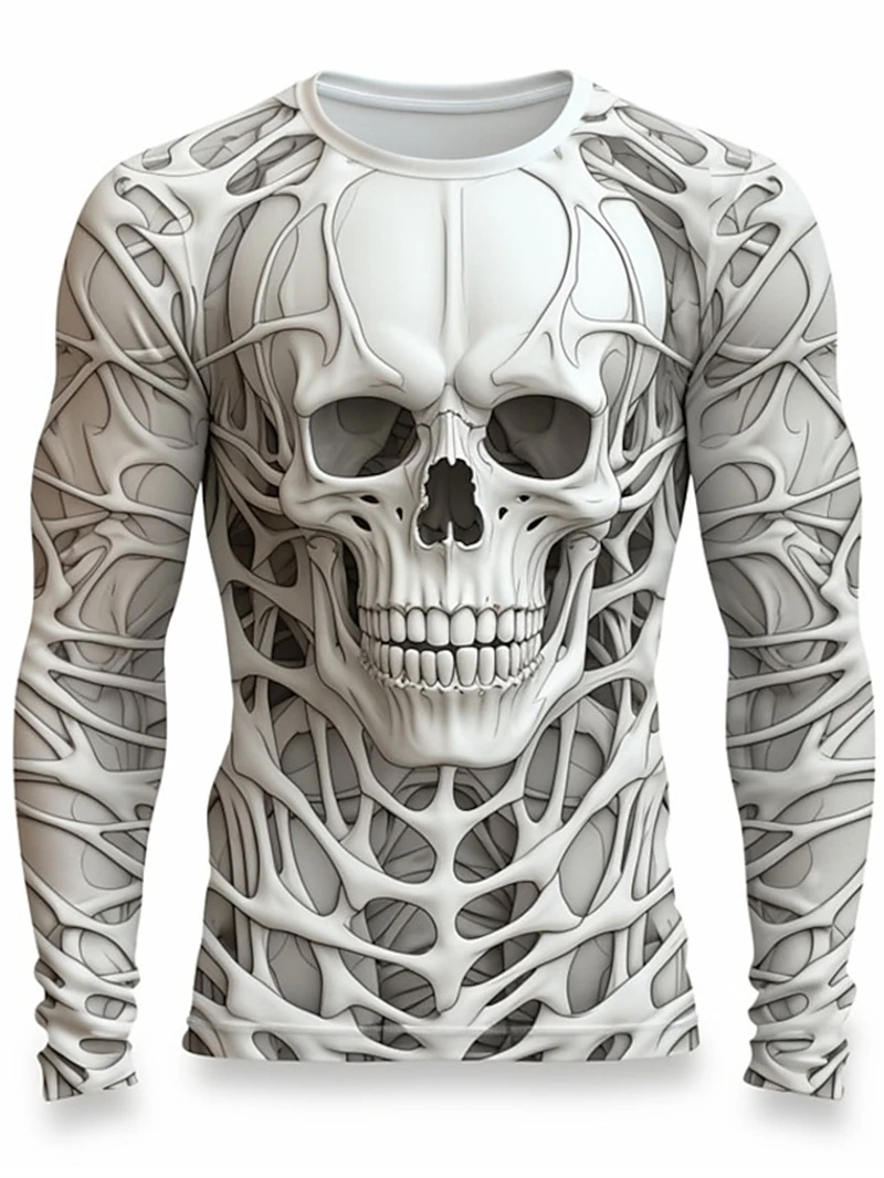 3D 프린팅 기법으로 제작된 해골 패턴 티셔츠, 남성용 - 3D Printing Custom 리뷰 및 가격